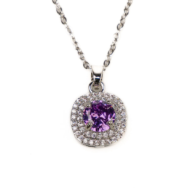 Crystal Purple Round Necklace