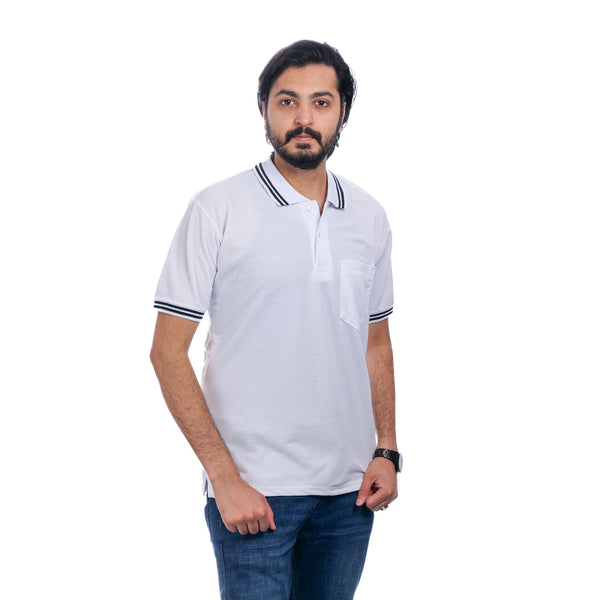 Men Polo Tee White