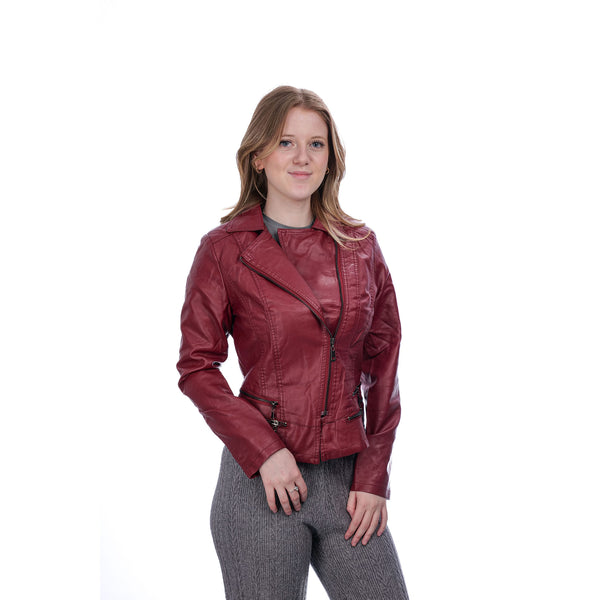 Wine Leather Biker Jacket